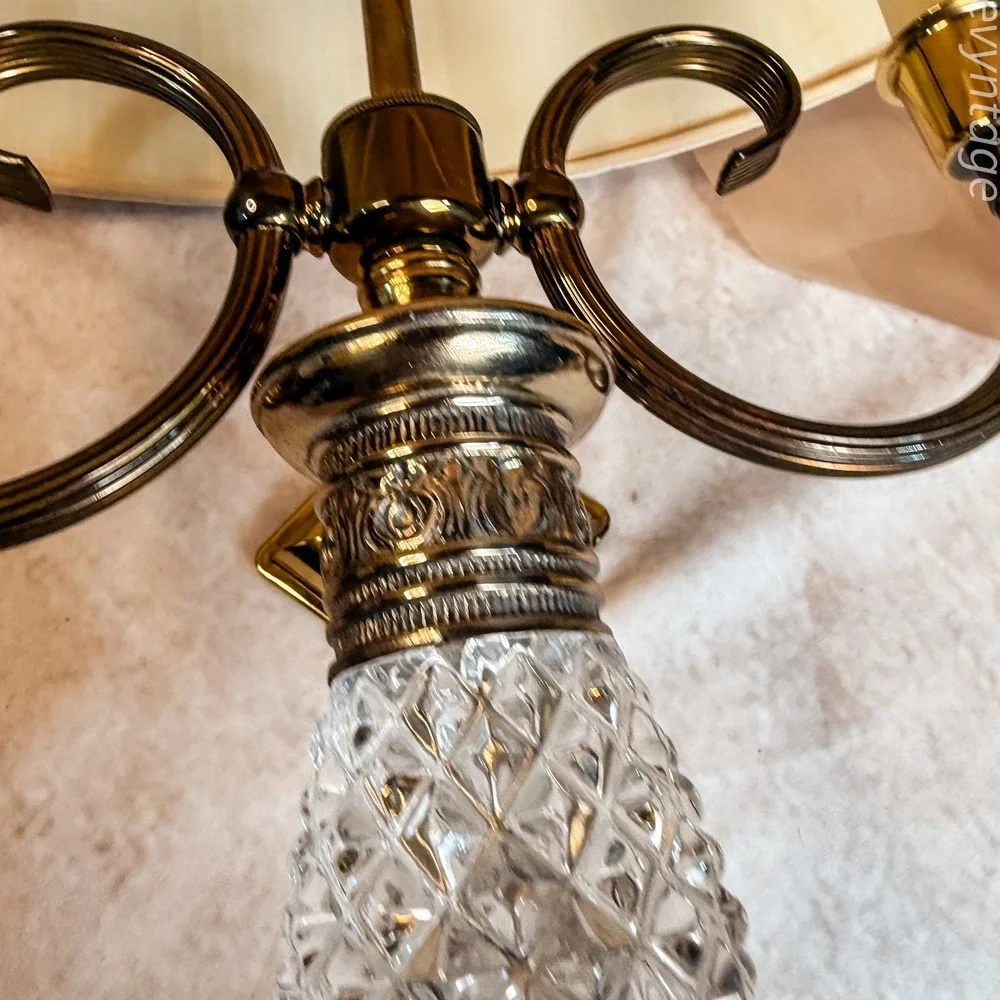 Brass and Glass Regency Style Wall Mount Lamp